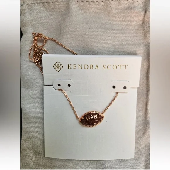 KENDRA SCOTT Football Autumn Fall 14K Rose Gold 19” Football Necklace NEW NWT - Picture 2 of 8